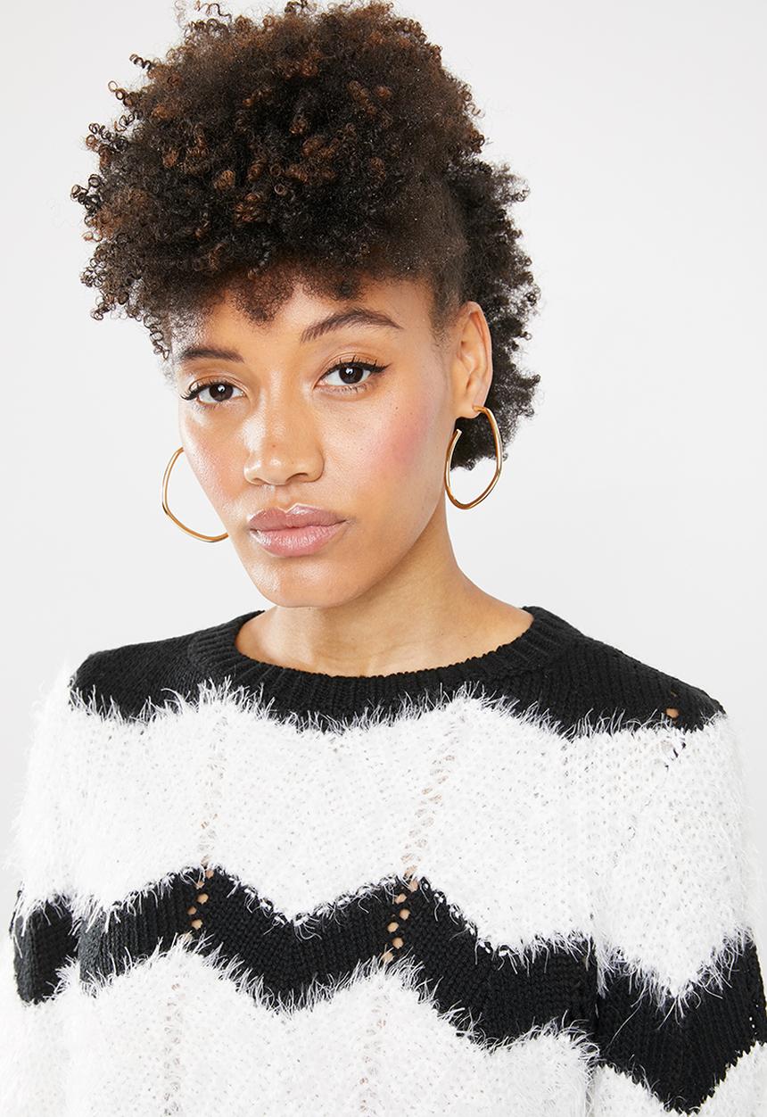 ONLY - Hania 7/8 pullover knit - black & white