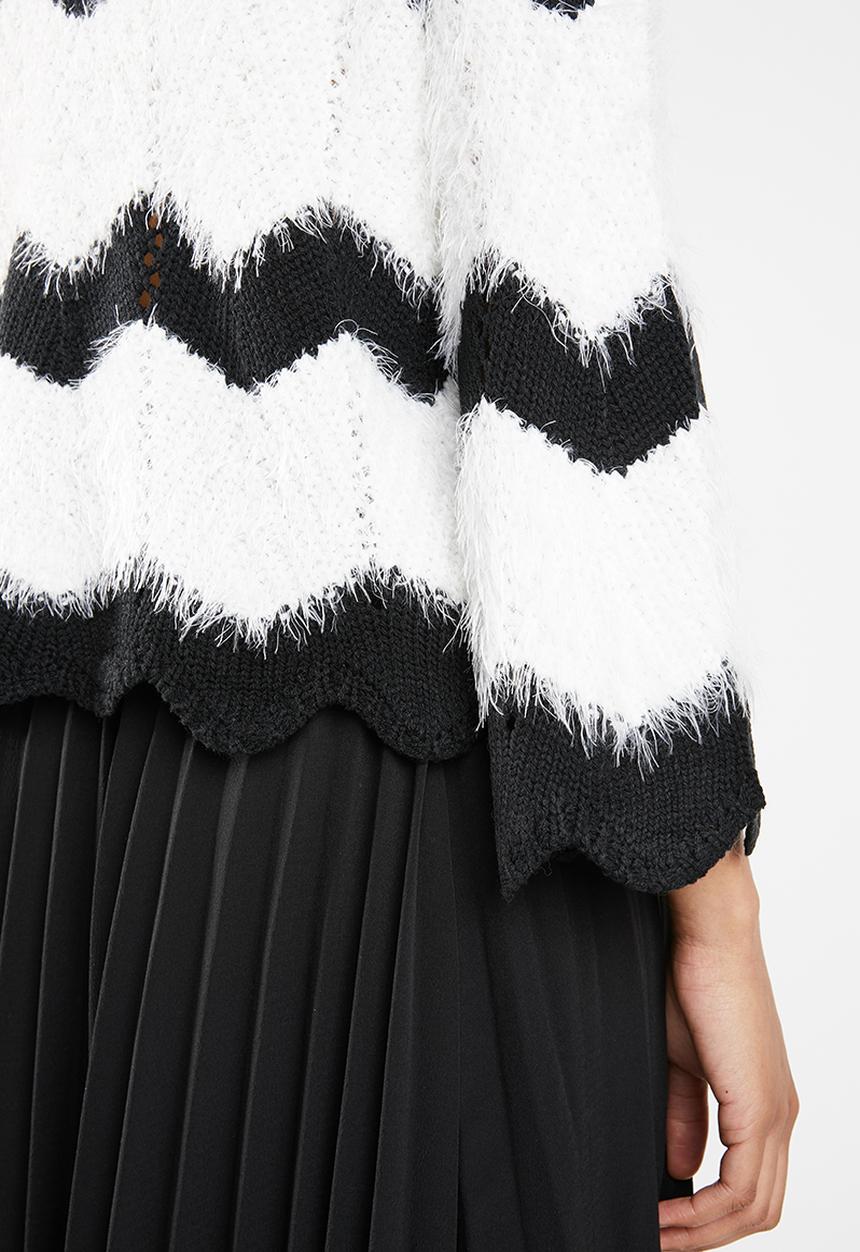 ONLY - Hania 7/8 pullover knit - black & white