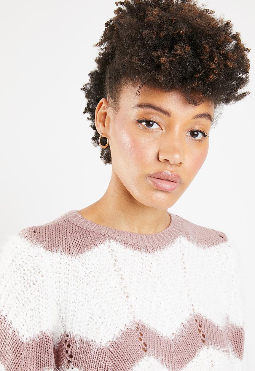 ONLY - Hania 7/8 pullover knit - pink & white