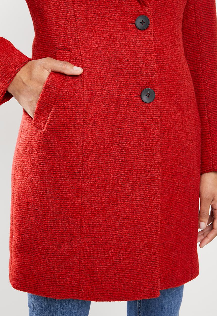 ONLY - Beatrice longline wool coat - red