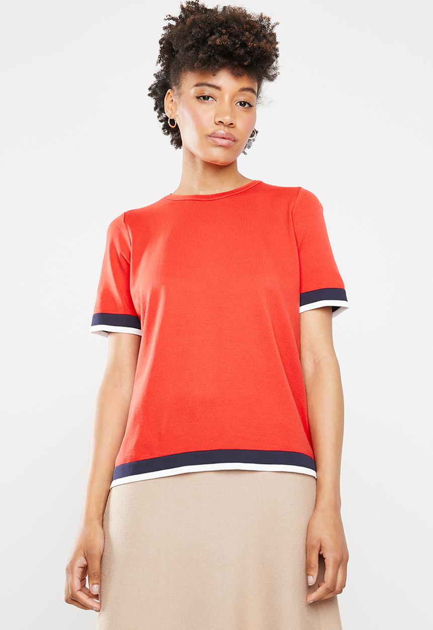ONLY - Nola short sleeve knitted top - multi