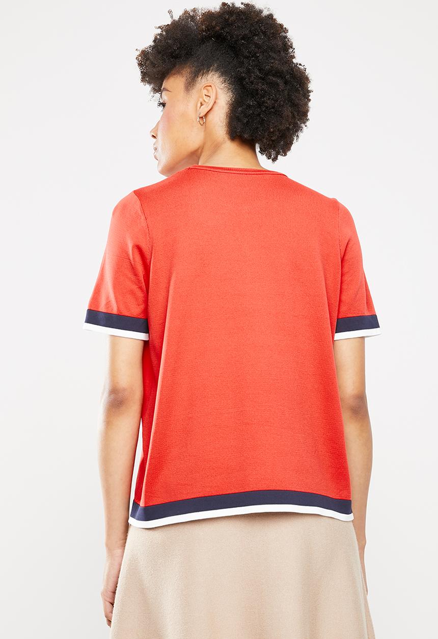 ONLY - Nola short sleeve knitted top - multi