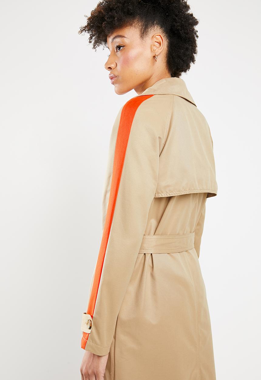 ONLY - Isabella long trench - neutral & orange