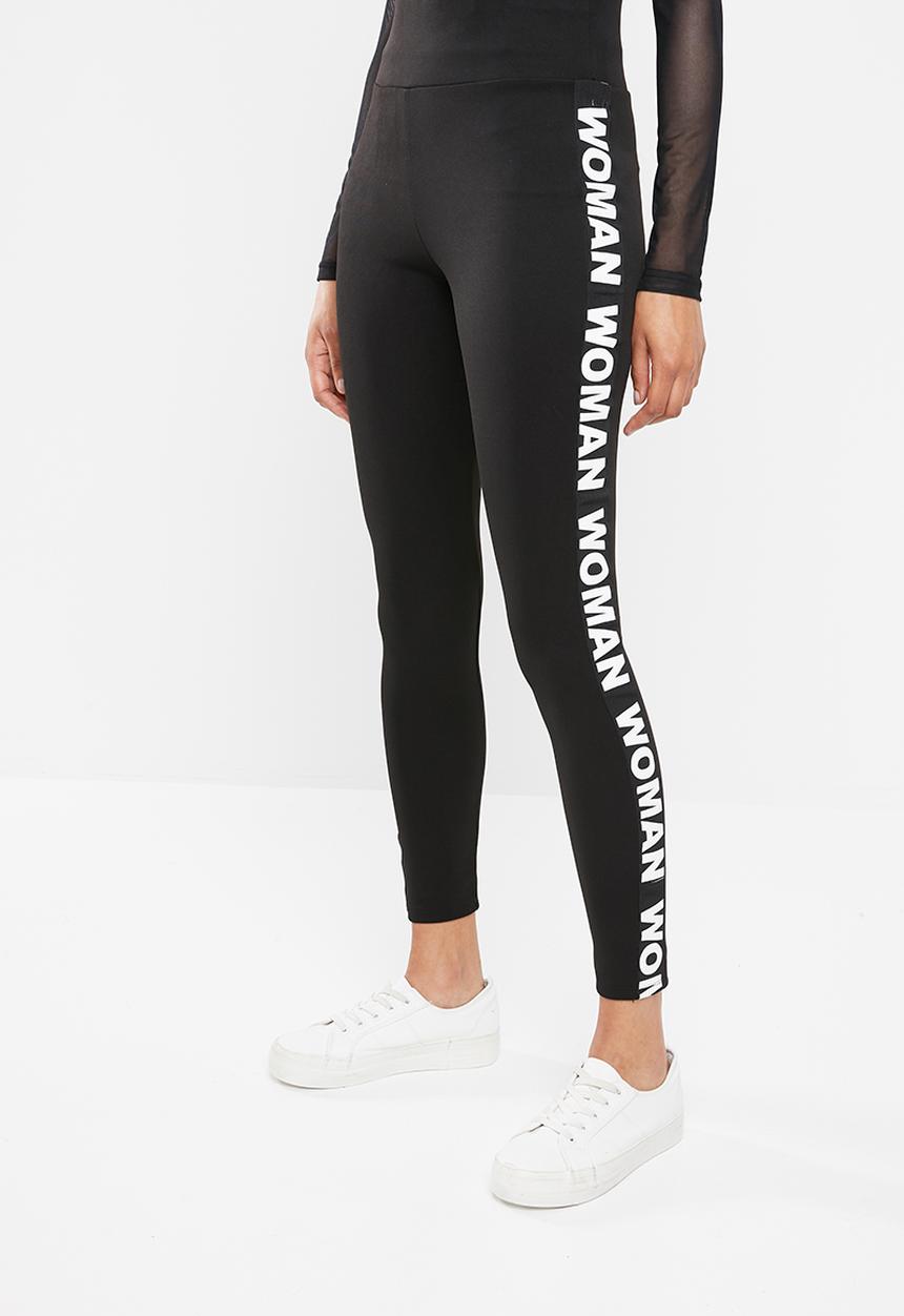 STYLE REPUBLIC - Contrast tape leggings - black