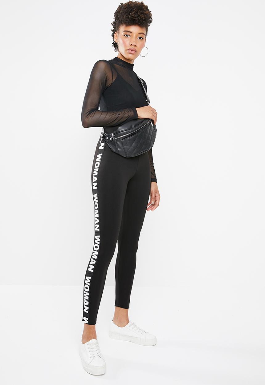 STYLE REPUBLIC - Contrast tape leggings - black