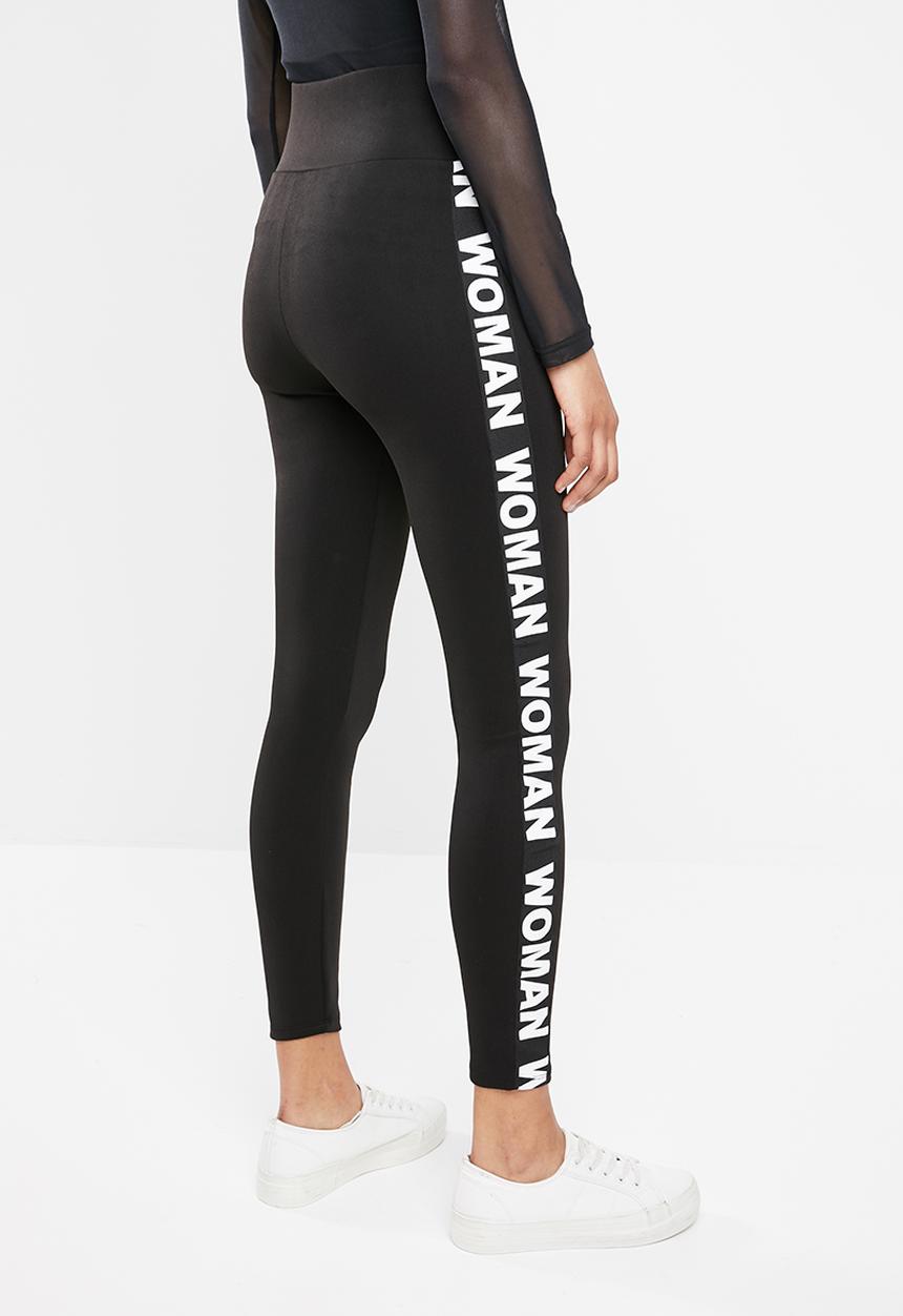 STYLE REPUBLIC - Contrast tape leggings - black