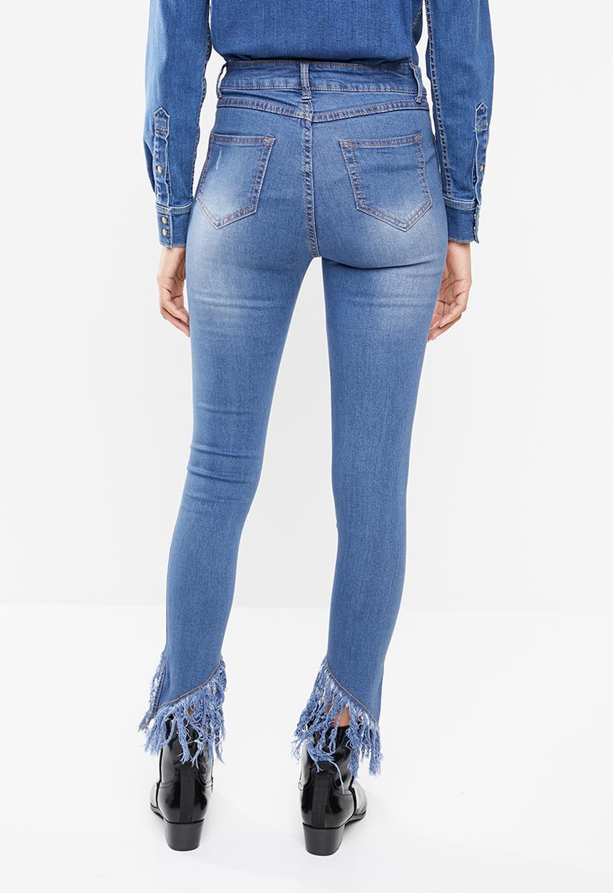 STYLE REPUBLIC - Fringed hem skinny jeans - blue