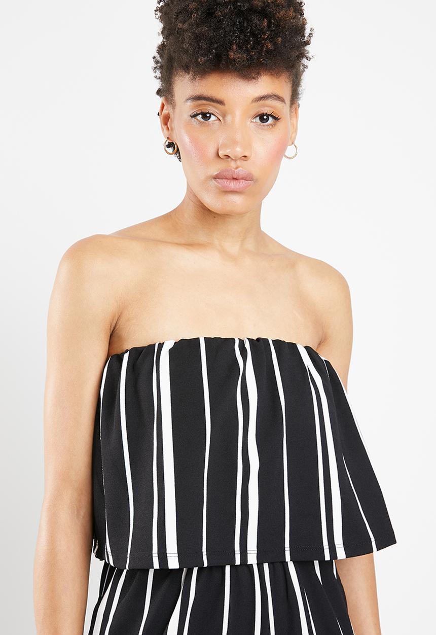 STYLE REPUBLIC - Bardot jumpsuit - black  & white