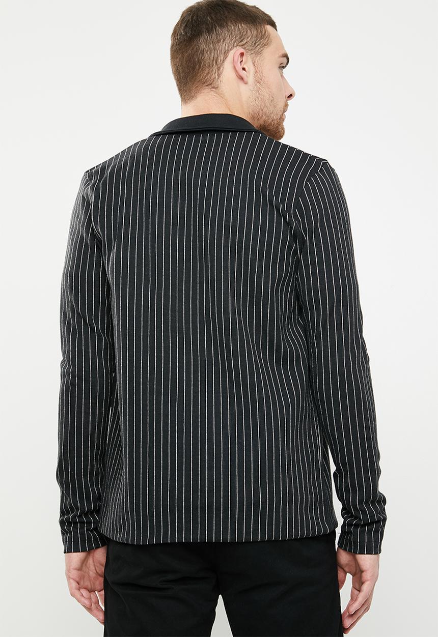 Jack & Jones - Tanner sweat bomber jacket - black & white