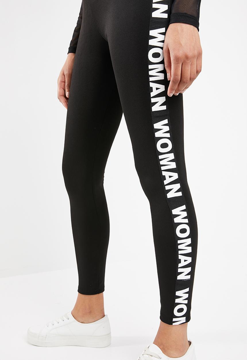 STYLE REPUBLIC - Contrast tape leggings - black