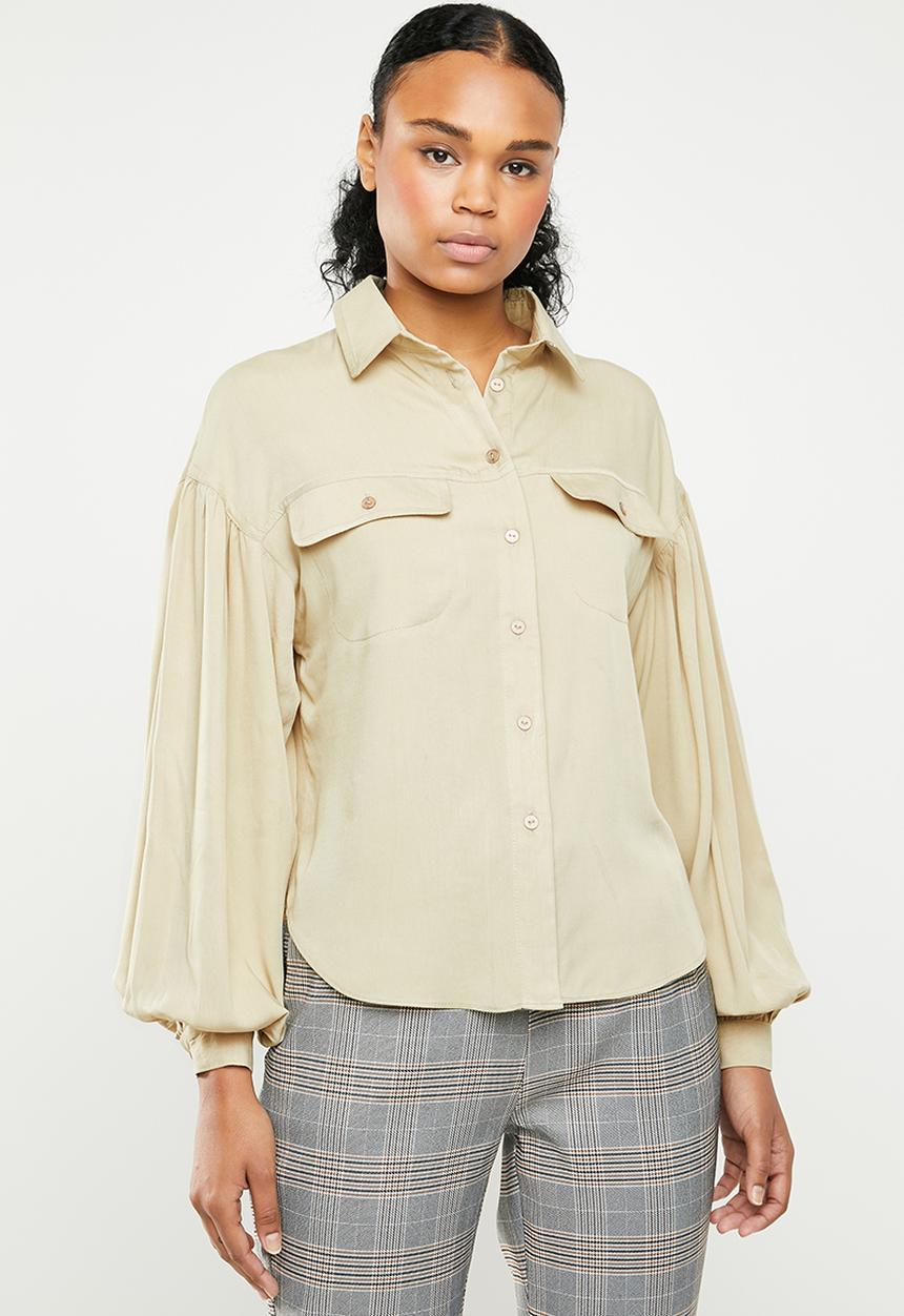 Superbalist - Blouson sleeve utility shirt - neutral