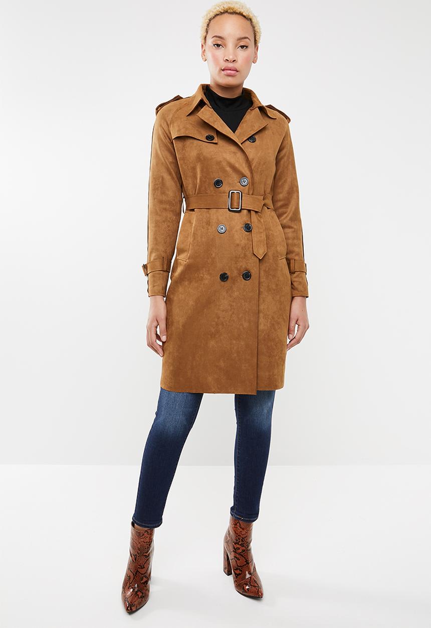 SISSY BOY - Lupin soft suede trench coat - tan