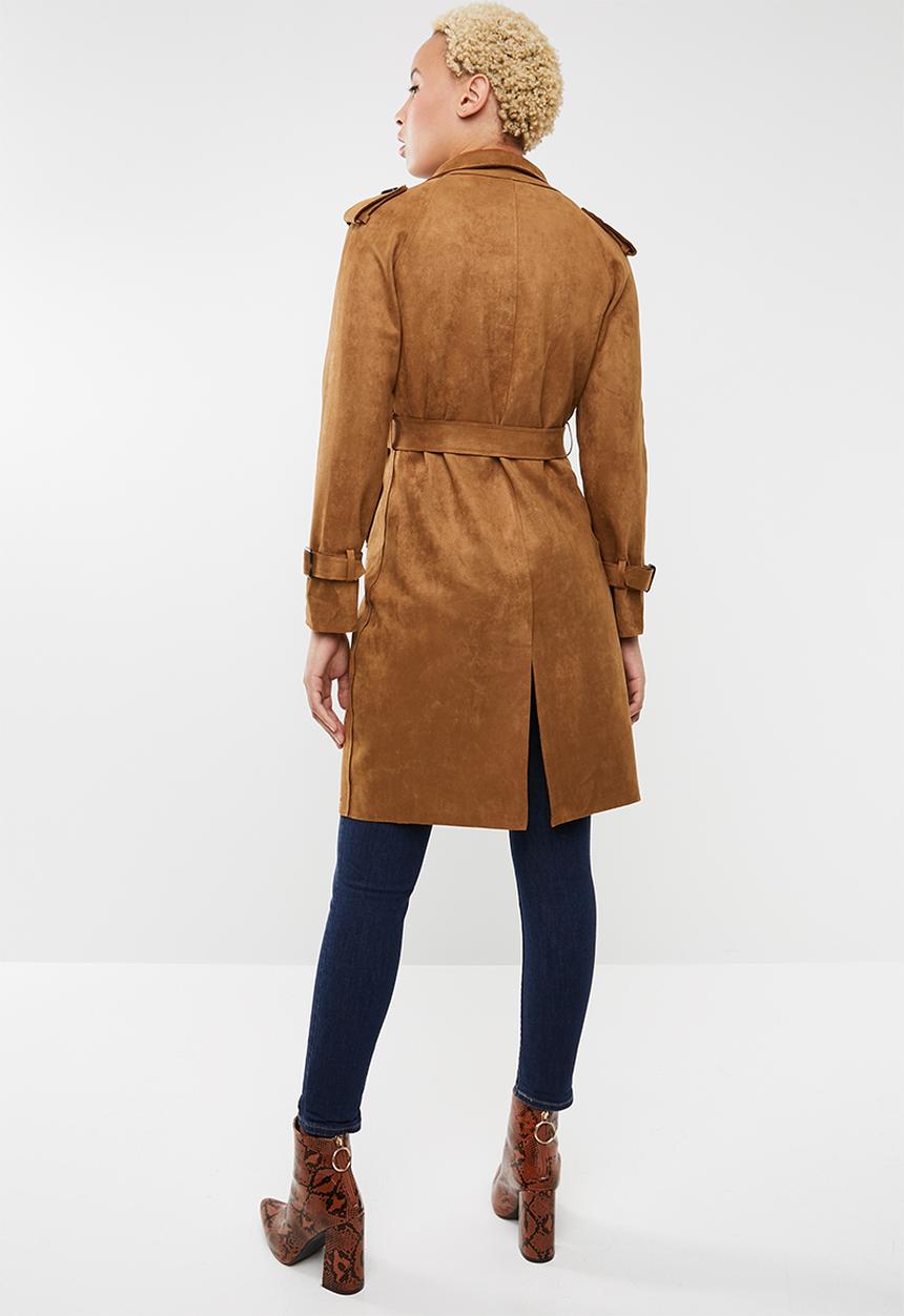 SISSY BOY - Lupin soft suede trench coat - tan