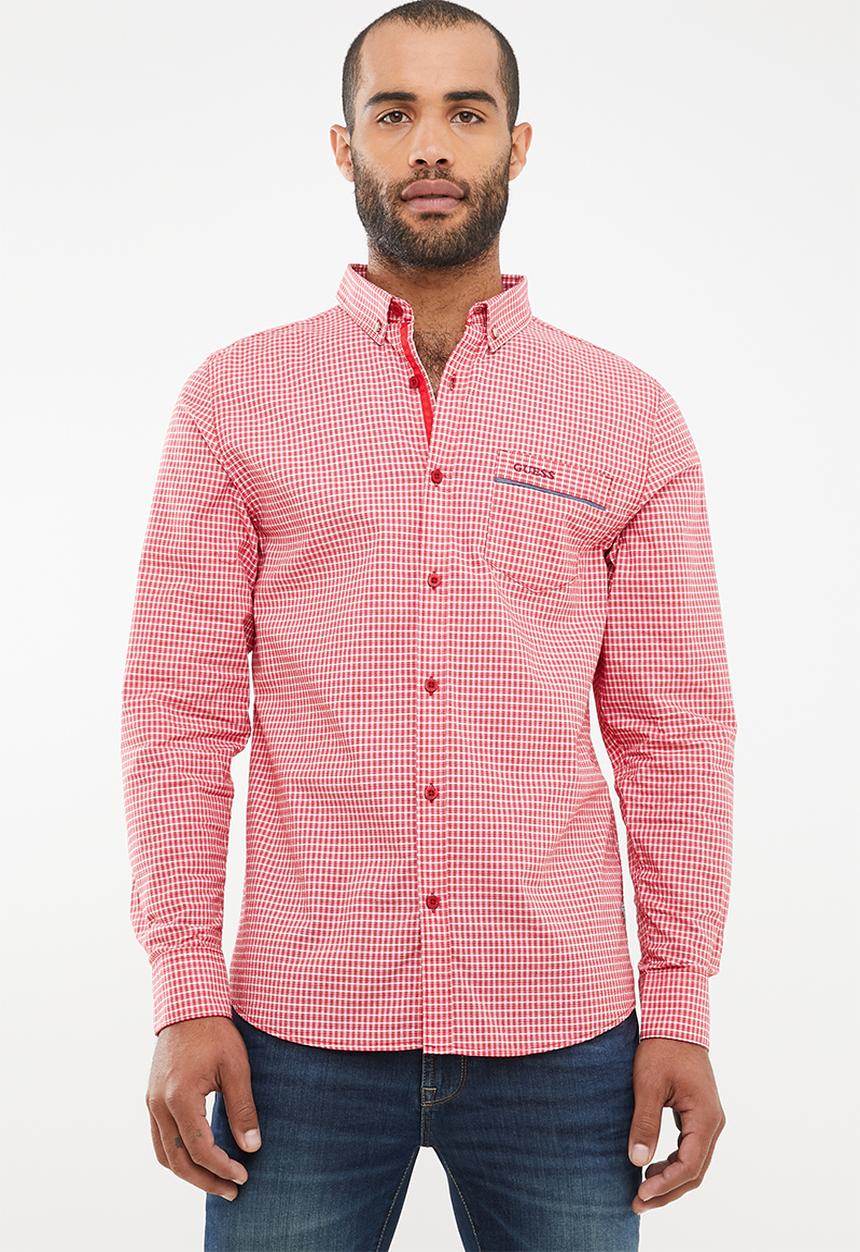 GUESS - Guess chambray woven shirt - red & white 