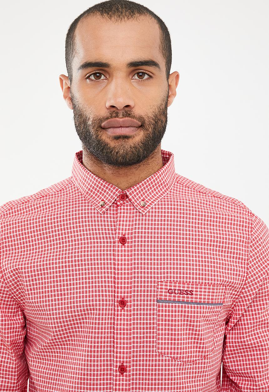 GUESS - Guess chambray woven shirt - red & white 
