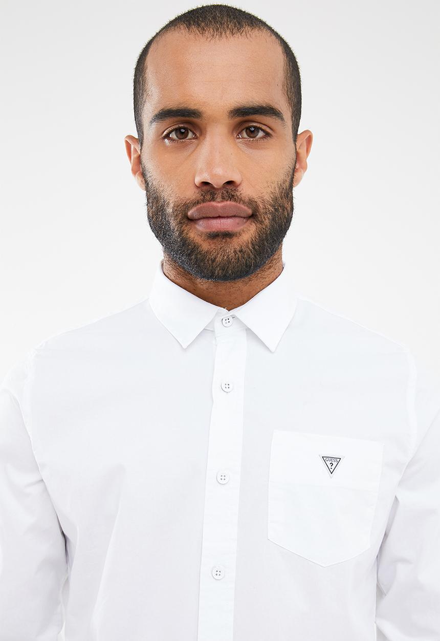 GUESS - Core woven long sleeve shirt - white