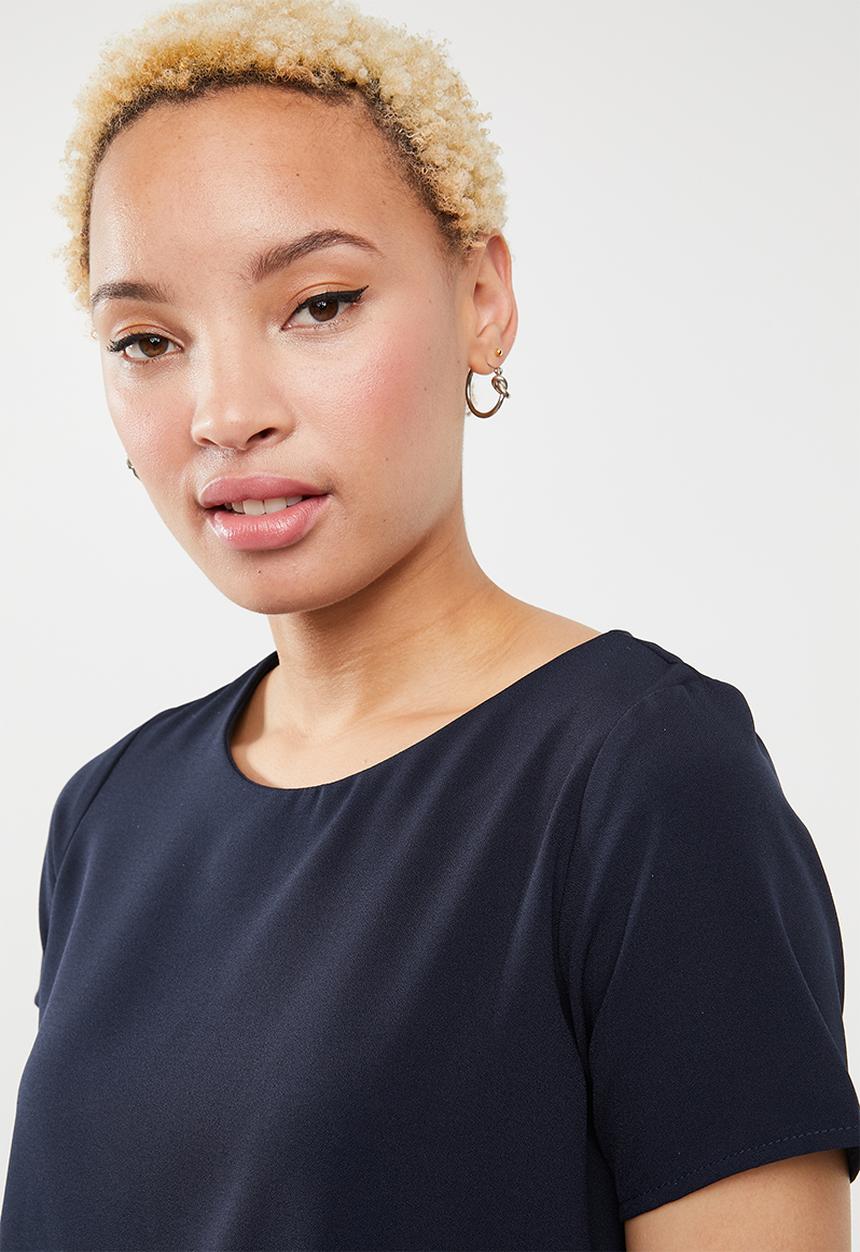 c(inch) - Open back blouse - navy
