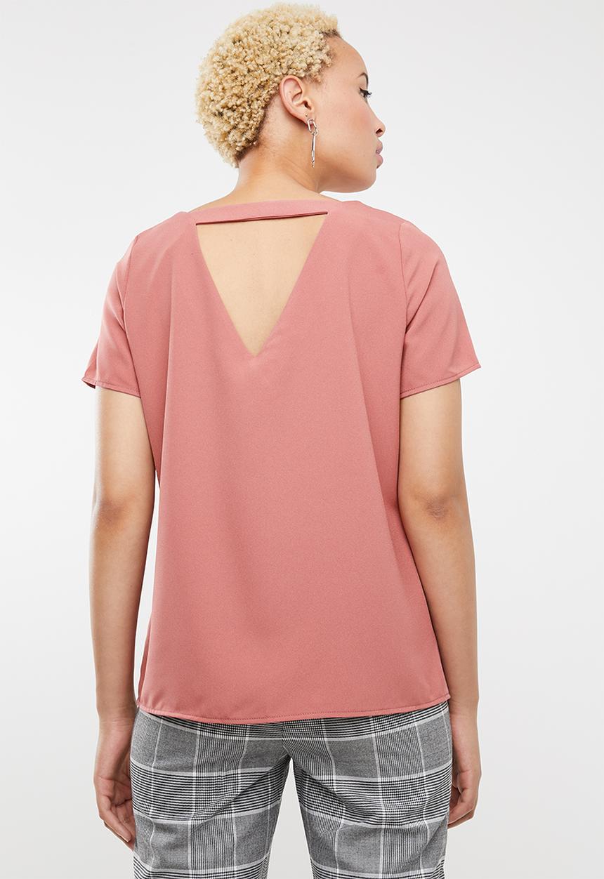 c(inch) - Open back blouse - pink 