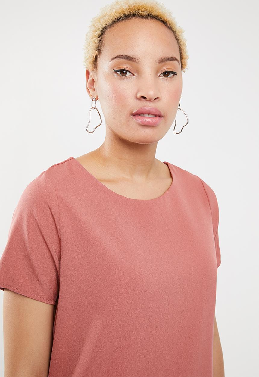 c(inch) - Open back blouse - pink 