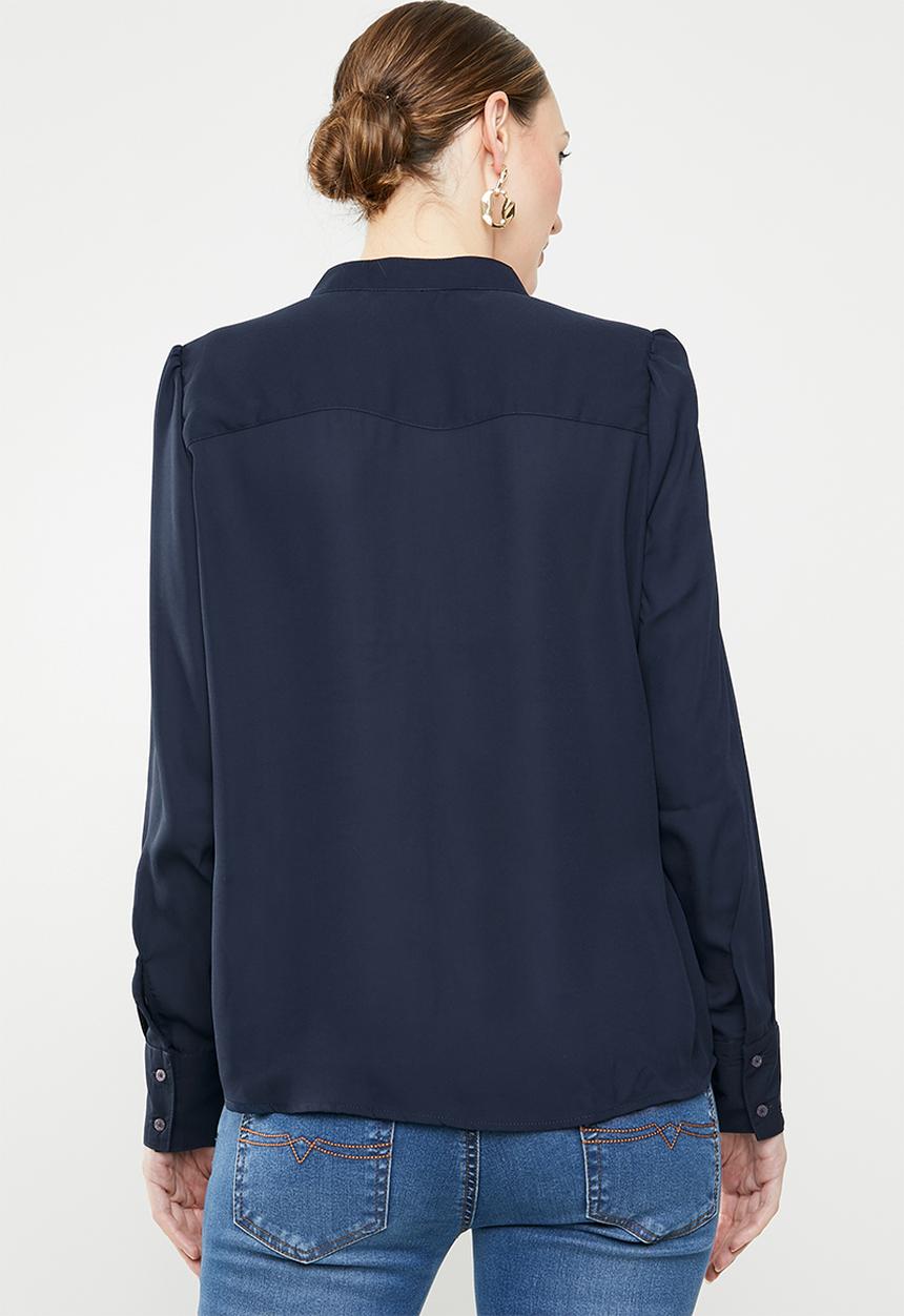 Jacqueline de Yong - Ibi long sleeve shirt - navy 