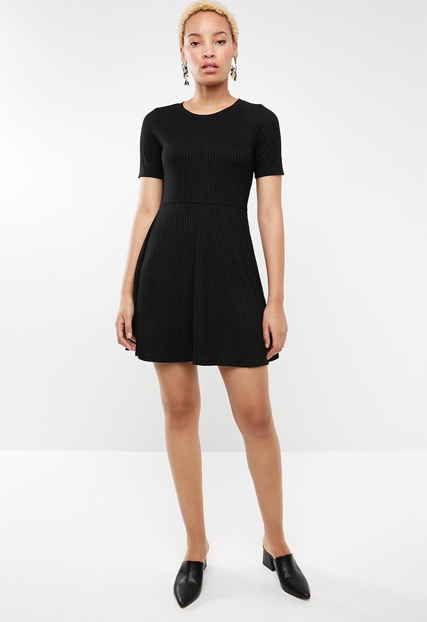 STYLE REPUBLIC - Ribbed skater dress - black