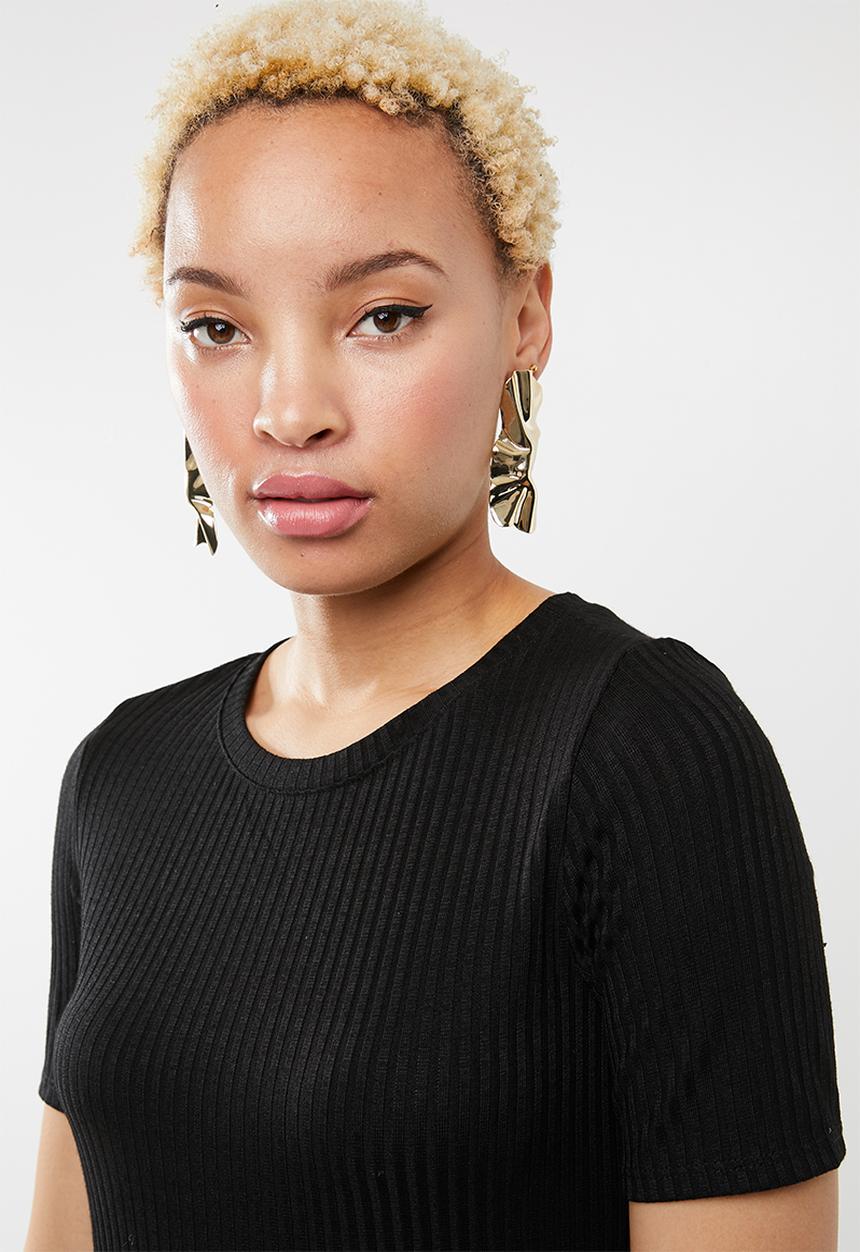 STYLE REPUBLIC - Ribbed skater dress - black