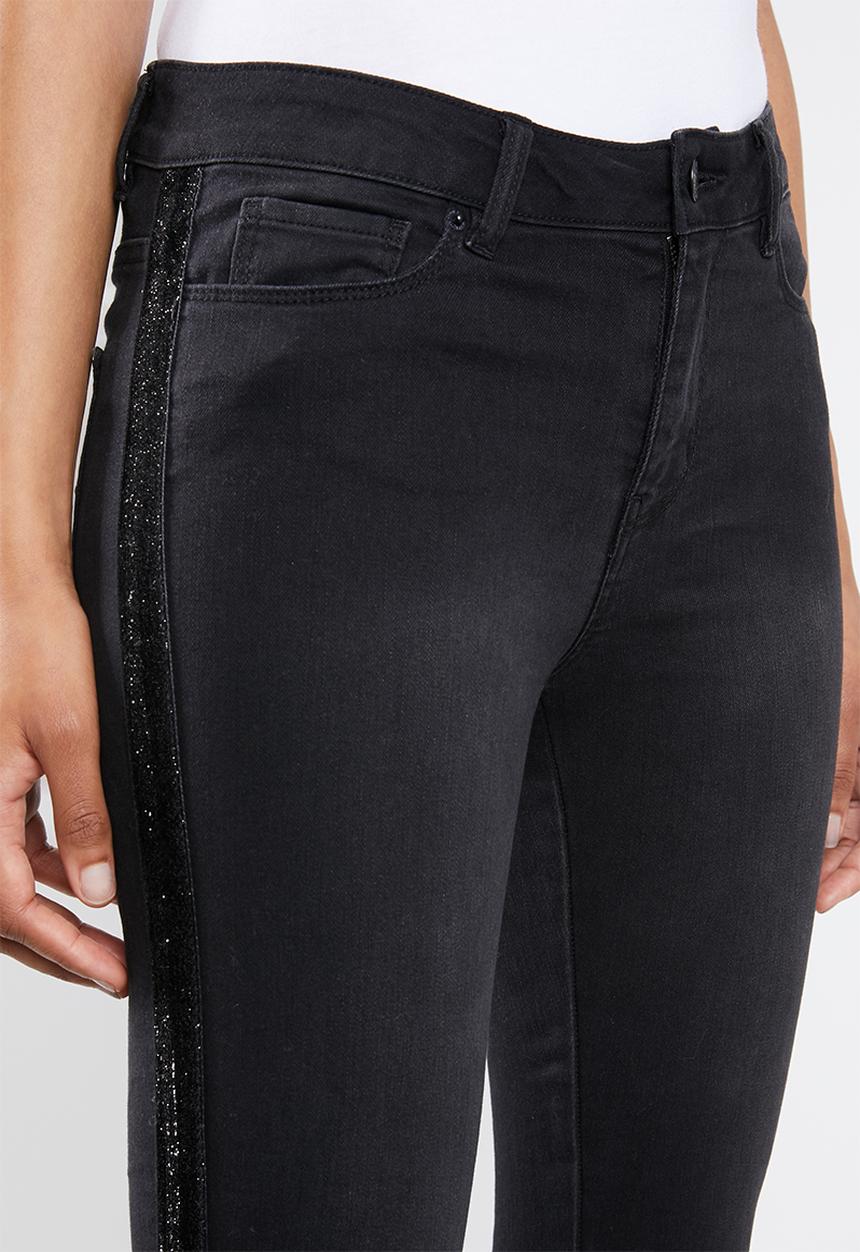 Vero Moda - Seven slim velvet side tape jeans - black