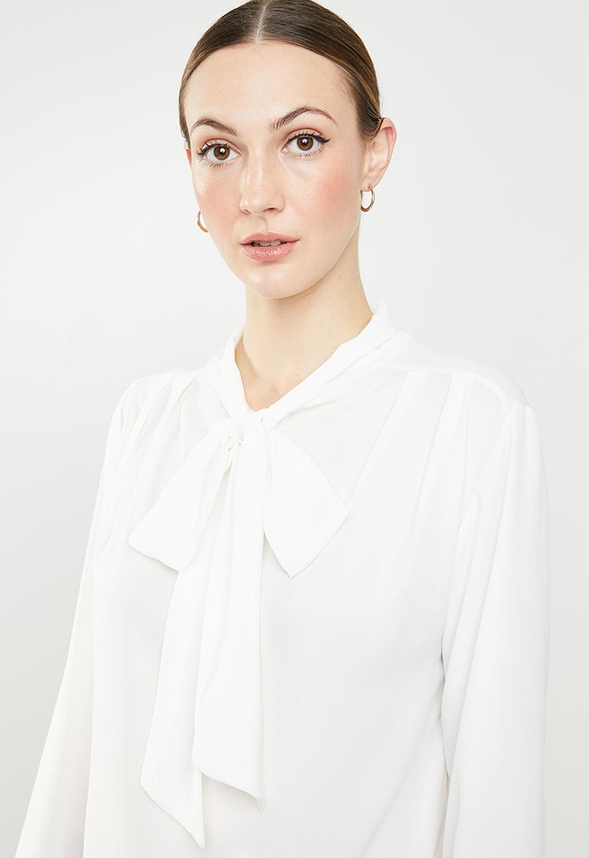 edit - Kitty bow blouse - white