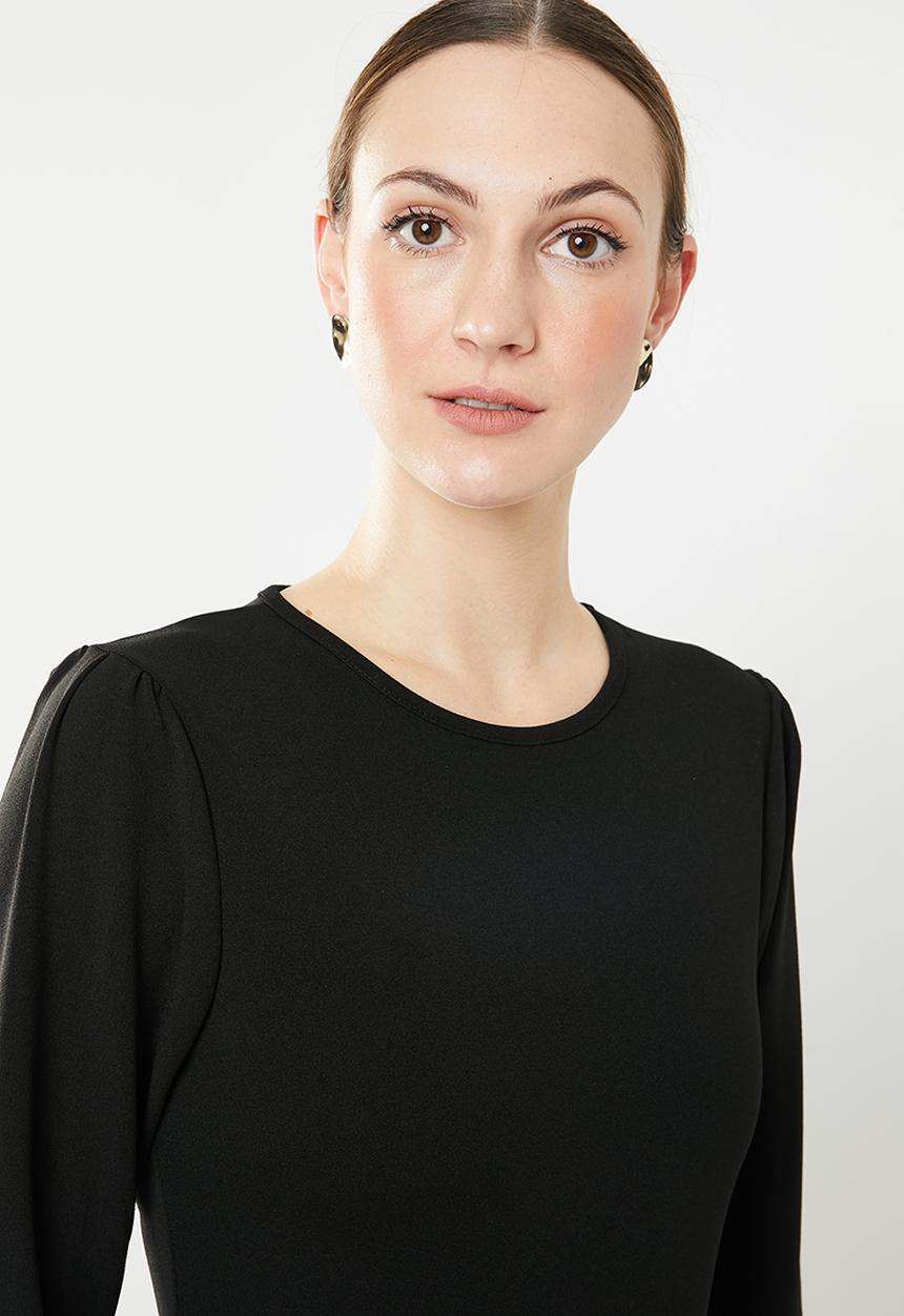 edit - Pleated shift dress - black
