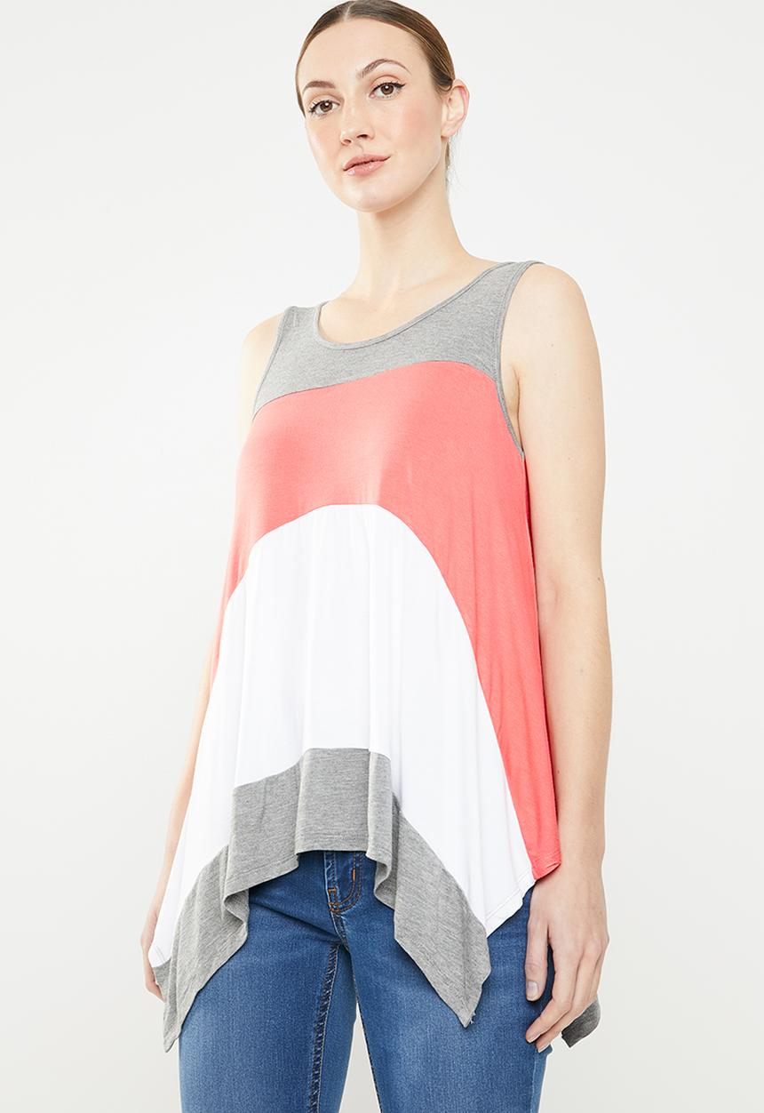 edit - Hi-lo colour block cami - pink & grey