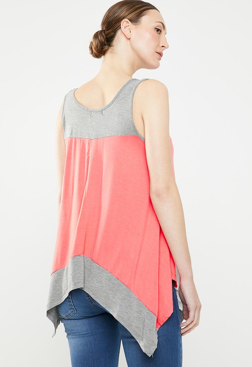edit - Hi-lo colour block cami - pink & grey