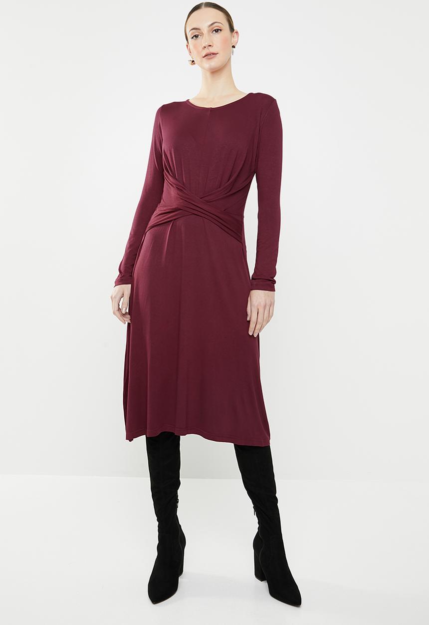 edit - Twist front dress - burgundy