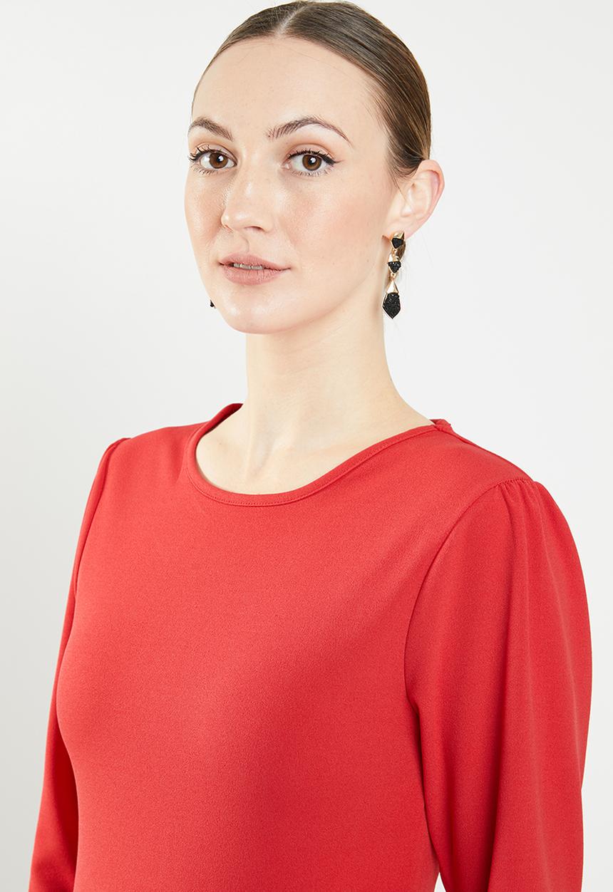 edit - Pleated shift dress - red