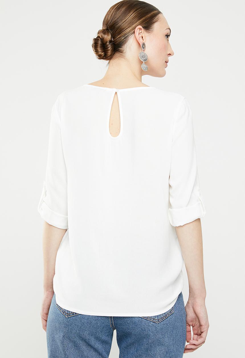 ONLY - Nine 3/4 sleeve top - white