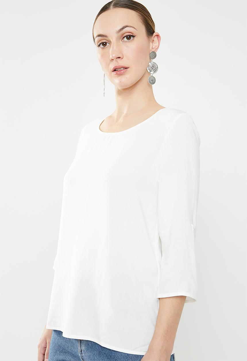 ONLY - Nine 3/4 sleeve top - white