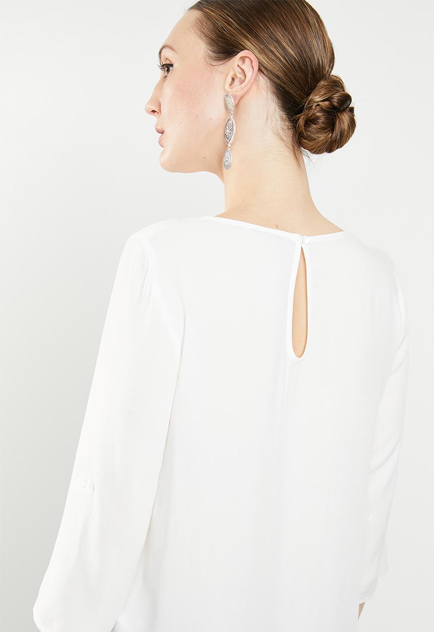 ONLY - Nine 3/4 sleeve top - white