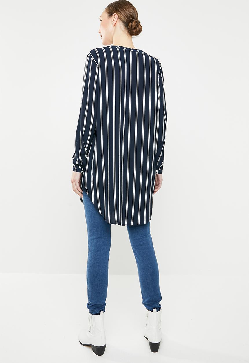 ONLY - Winner tunic top - navy & white