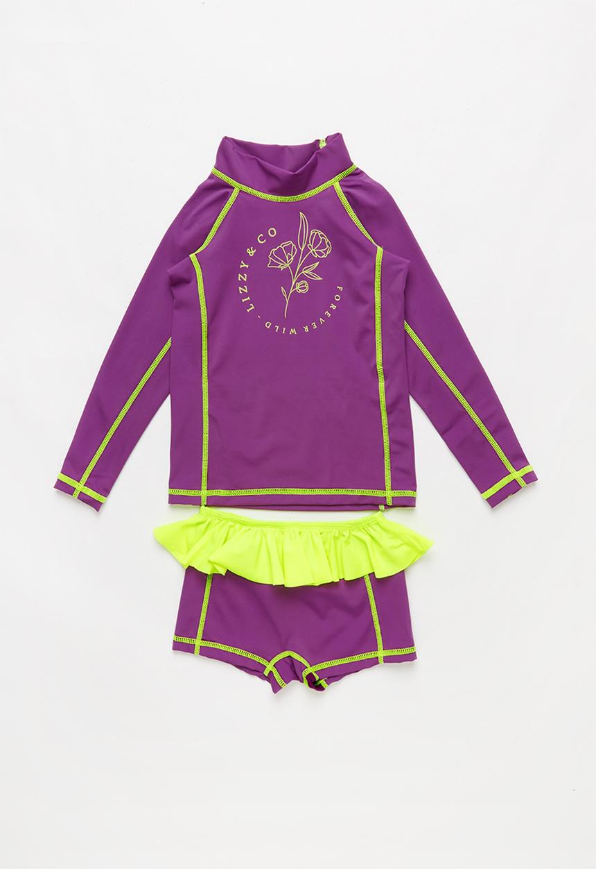 Lizzy - Dollliane 2 piece rashvest set - purple & green