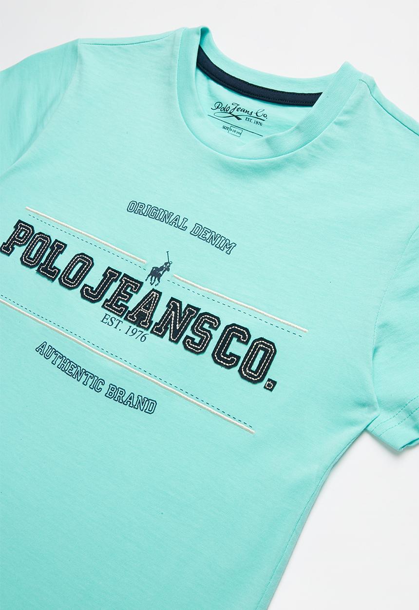 POLO - Clyde applique tee - turquoise