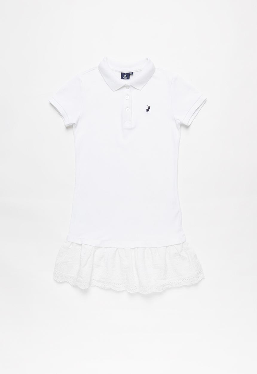POLO - Alexis frilled golfer dress - white