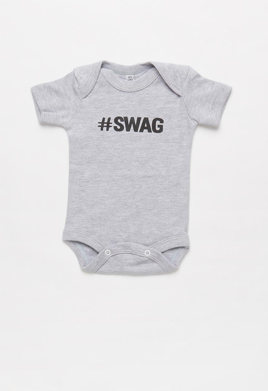 Funky Shop - Slogan baby grow- grey