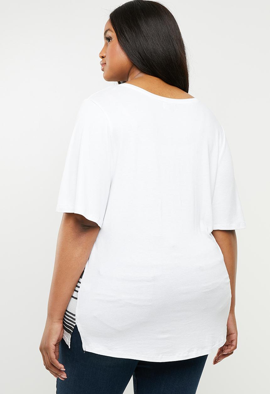 edit Plus - Stripe tunic - white & grey