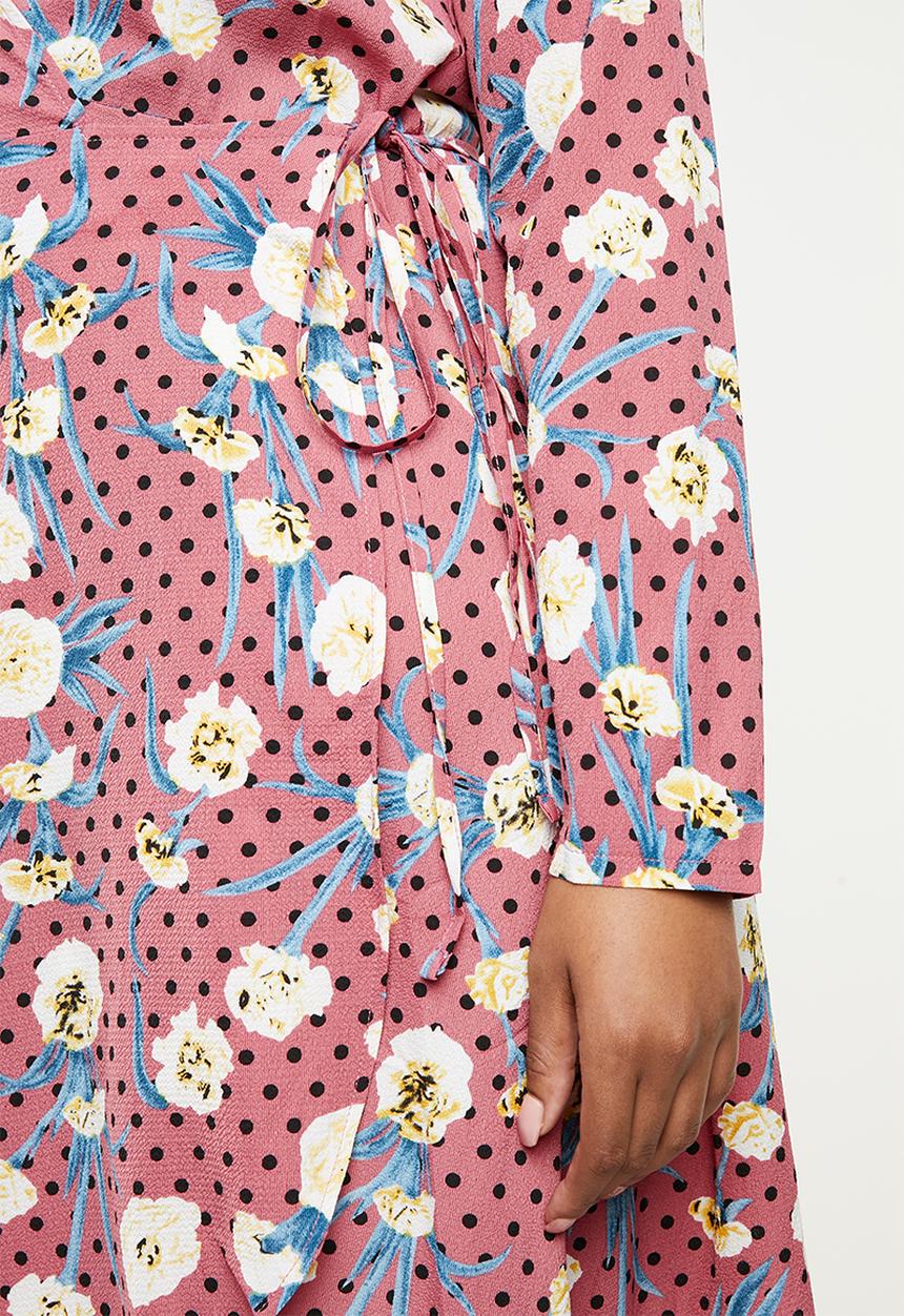 Missguided - Curve dotted floral wrap dress - multi