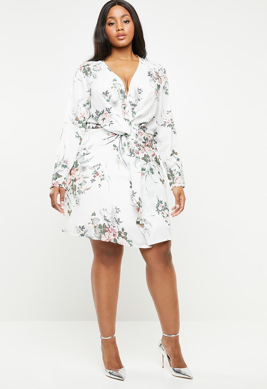 Missguided - Curve wrap front floral mini dress - multi