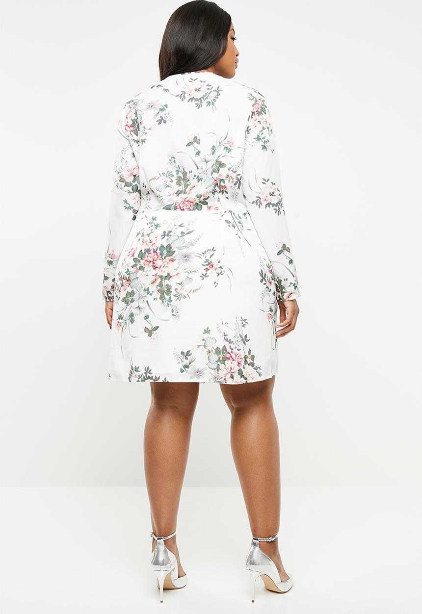 Missguided - Curve wrap front floral mini dress - multi