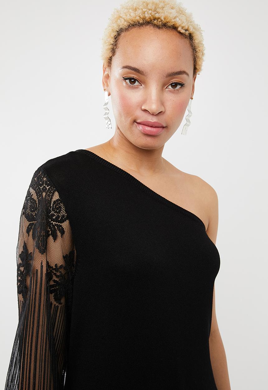 ONLY - Viktoria one shoulder knit - black