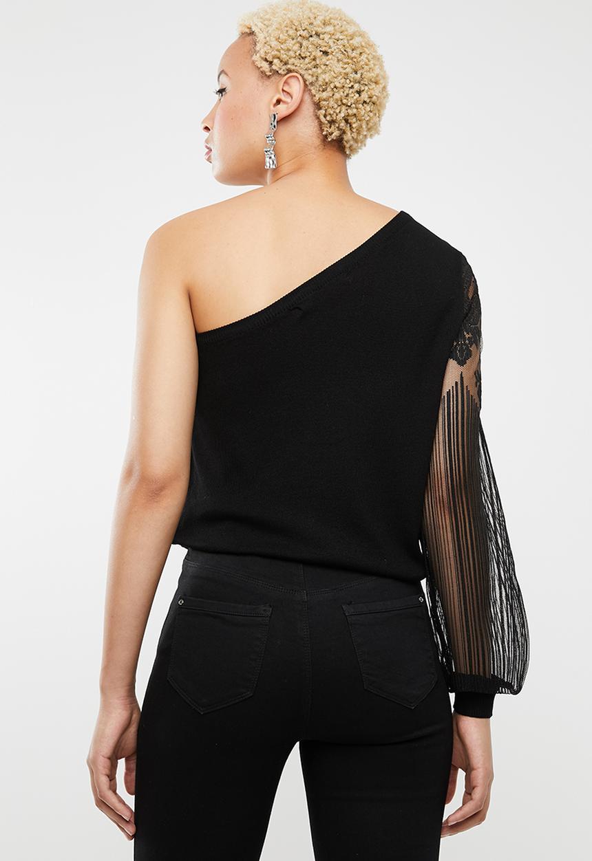 ONLY - Viktoria one shoulder knit - black