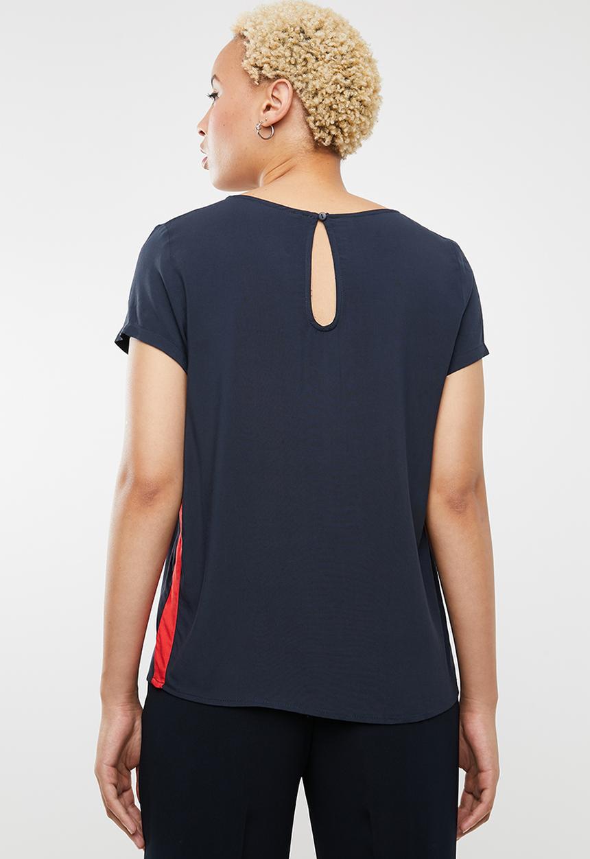 ONLY - First short sleeve top - navy & red