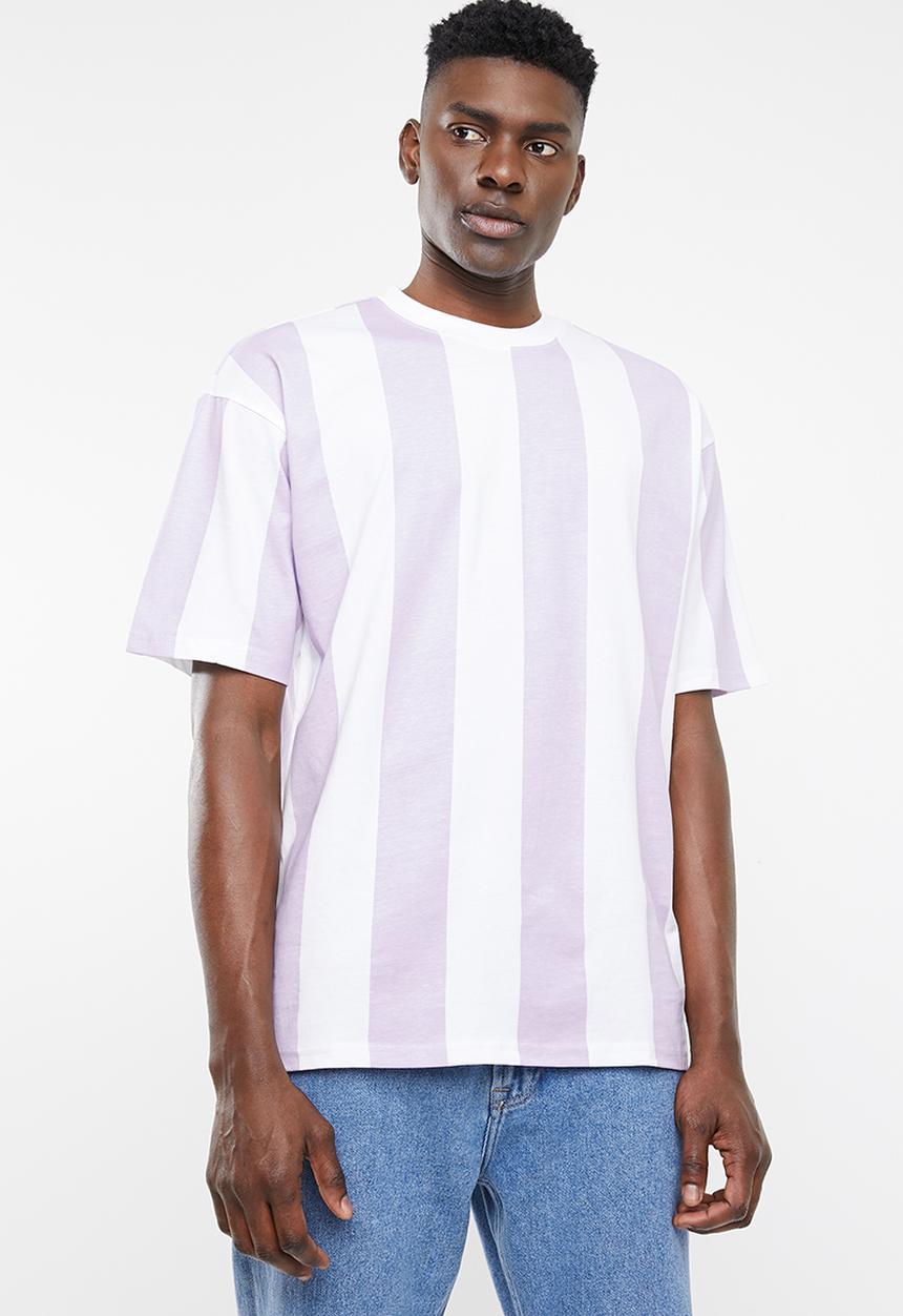 Only & Sons - Hurry oversized stripe tee - lilac & white 