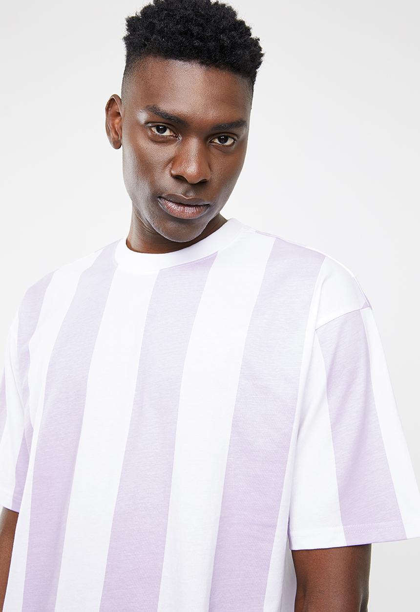 Only & Sons - Hurry oversized stripe tee - lilac & white 